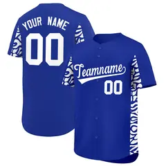 Royal White Leopard Graffiti Side Design Baseball Jersey 1