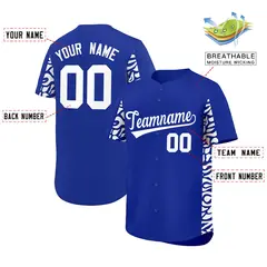 Royal White Leopard Graffiti Side Design Baseball Jersey 2