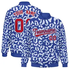 Royal White Leopard Graffiti Varsity Letterman Jacket 1