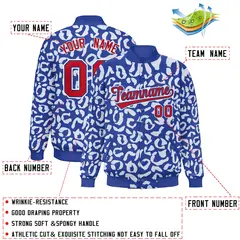 Royal White Leopard Graffiti Varsity Letterman Jacket 2
