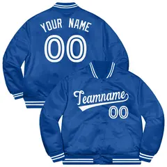 Royal White Letterman Solid Varsity Full-Snap Jacket
