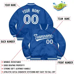 Royal White Letterman Solid Varsity Full-Snap Jacket 2