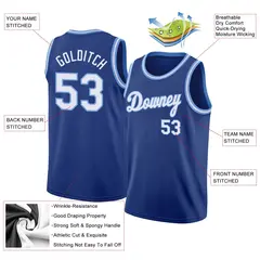 Royal White-Light Blue Classic Athletic Basketball Jersey 2