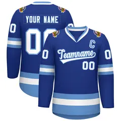 Royal White-Light Blue Classic Style Hockey Jersey 1