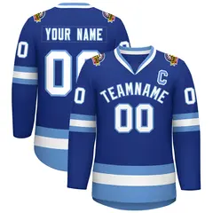 Royal White-Light Blue Classic Style Hockey Jersey 1