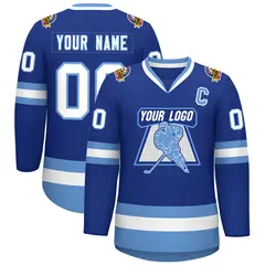 Royal White-Light Blue Classic Style Hockey Jersey 1
