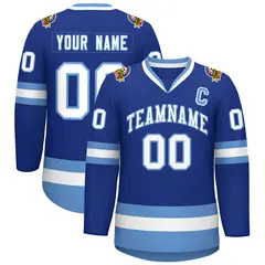 Royal White-Light Blue Classic Style Hockey Jersey 1