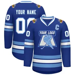 Royal White-Light Blue Classic Style Hockey Jersey 1