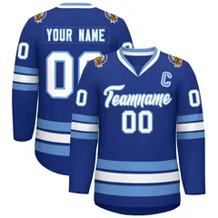 Royal White-Light Blue Classic Style Hockey Jersey 1