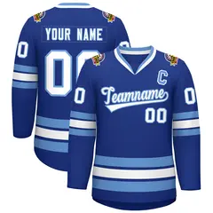 Royal White-Light Blue Classic Style Hockey Jersey 1