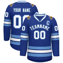 Royal White-Light Blue Classic Style Hockey Jersey 1