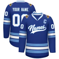 Royal White-Light Blue Classic Style Hockey Jersey 1