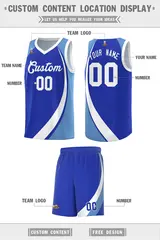 Royal White-Light Blue Color Block Basketball Jersey 2