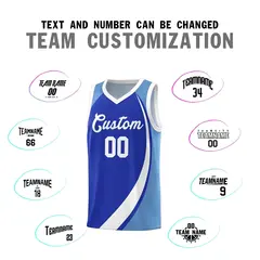 Royal White-Light Blue Color Block Basketball Jersey 3