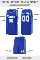 Royal White-Light Blue Side Stripe Fashion Basketball Jersey 2