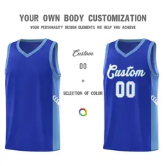 Royal White-Light Blue Side Stripe Fashion Basketball Jersey 3
