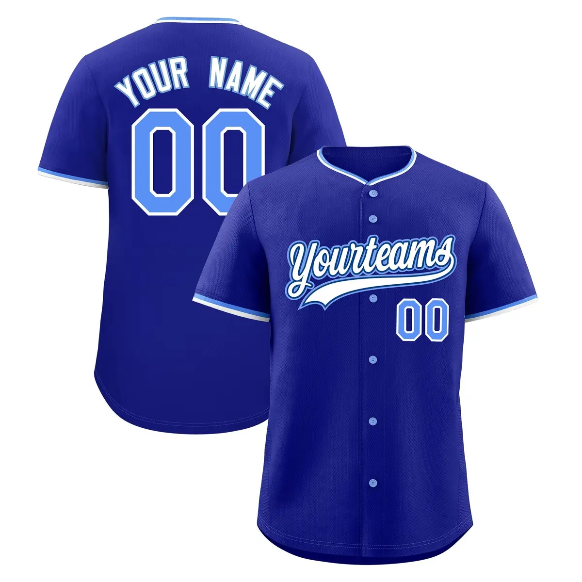 Royal White Light Blue Baseball Jersey