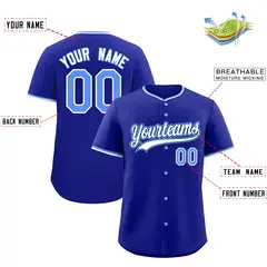 Royal White Light Blue Baseball Jersey 2