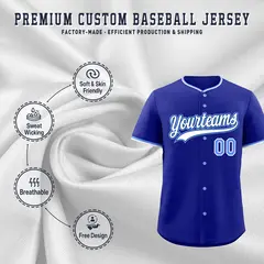 Royal White Light Blue Baseball Jersey 3