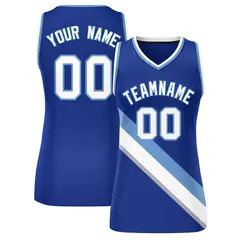 Royal White-Light Blue Thick Slash Mesh Basketball Jersey