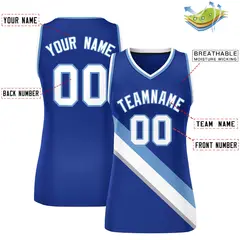 Women's Royal White-Light Blue Thick Slash Mesh Basketball Jersey 2
