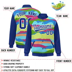 Royal White Multi Clouds Graffiti Varsity Full-Snap Jacket 2