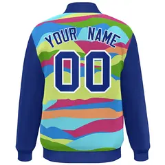 Royal White Multi Clouds Graffiti Varsity Full-Snap Jacket 4