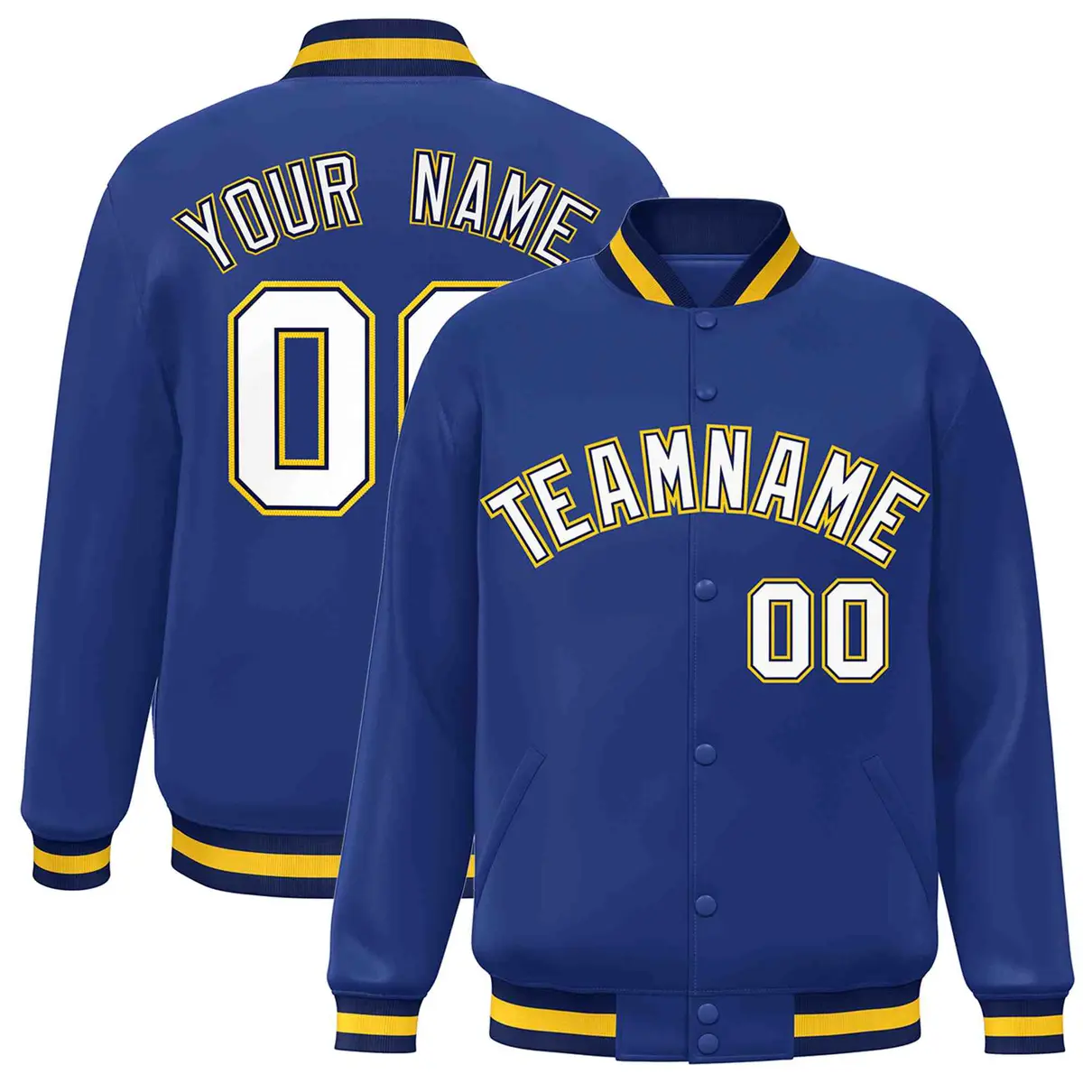 Royal White-Navy Classic Varsity Full-Snap Letterman Jacket