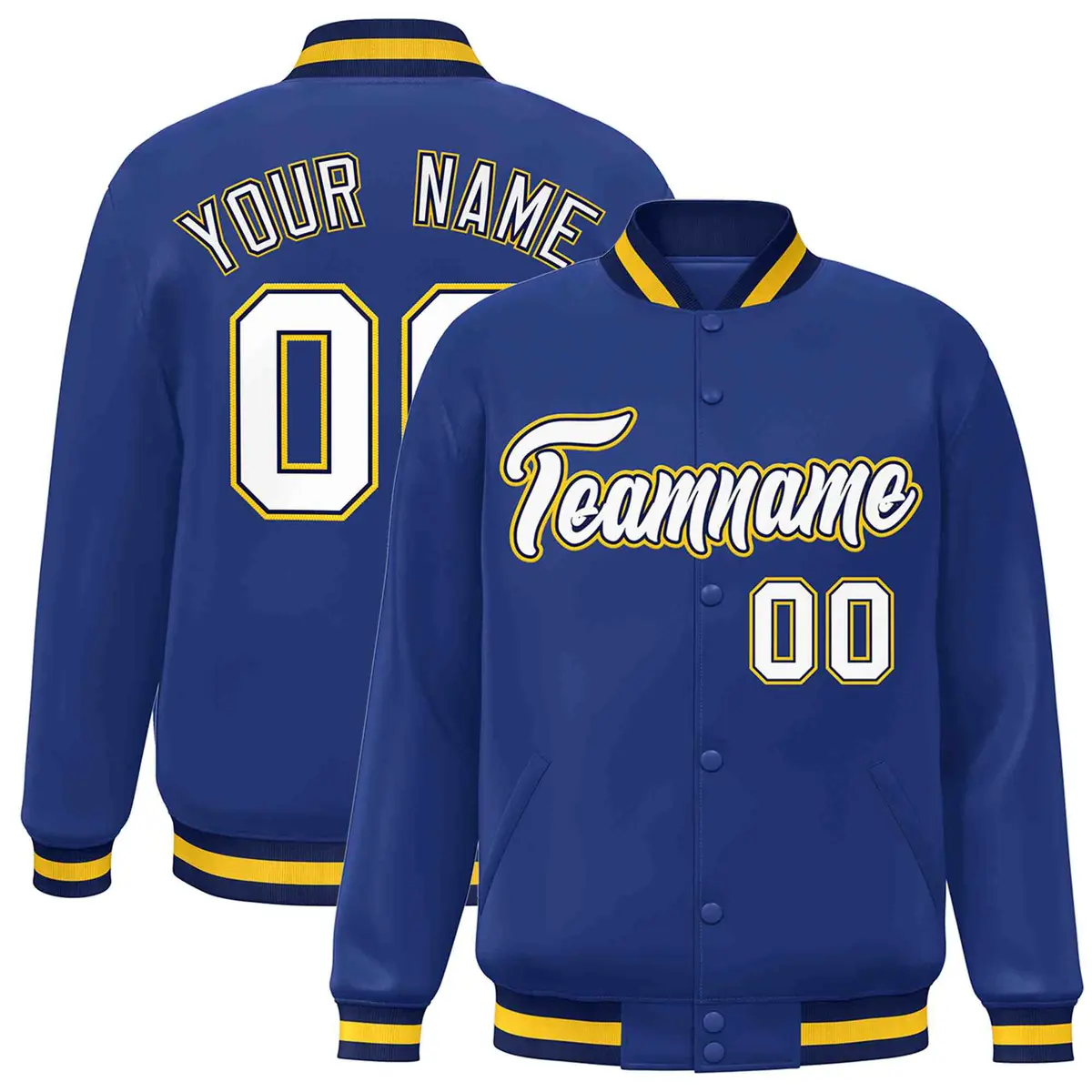 Royal White-Navy Classic Varsity Full-Snap Letterman Jacket