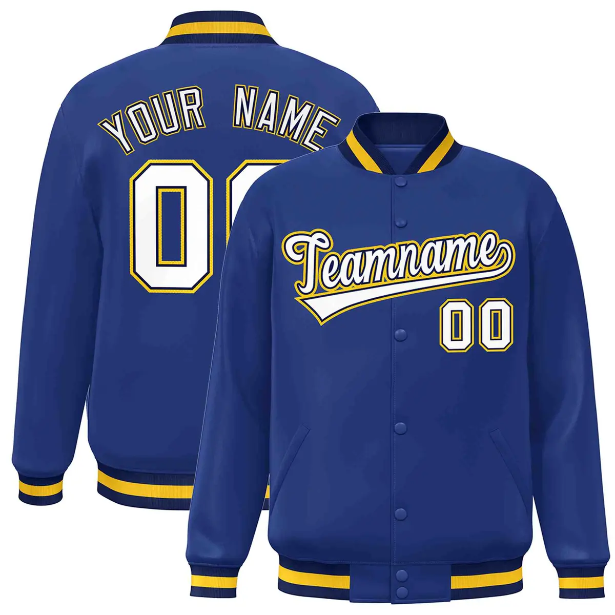 Royal White-Navy Classic Varsity Full-Snap Letterman Jacket