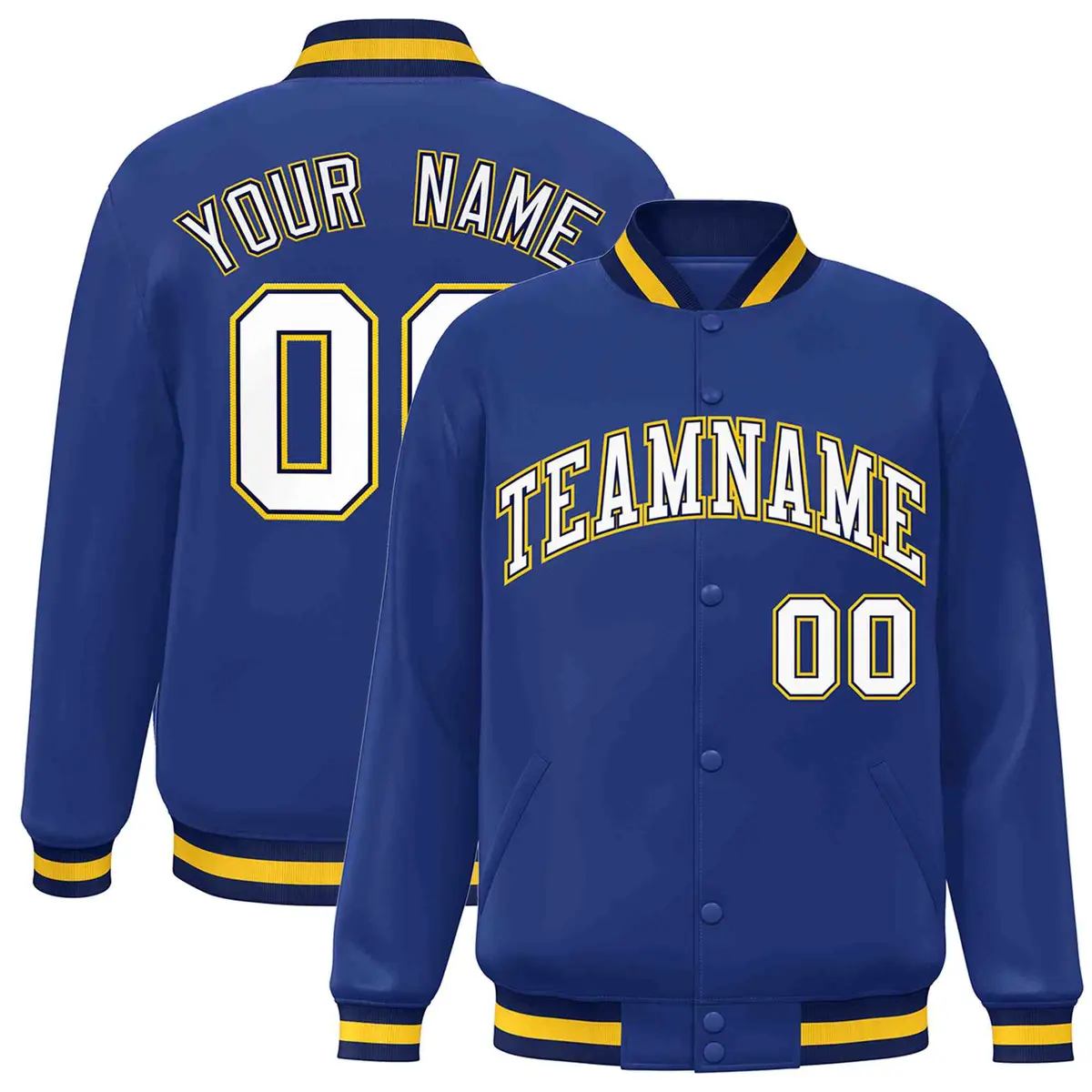 Royal White-Navy Classic Varsity Full-Snap Letterman Jacket