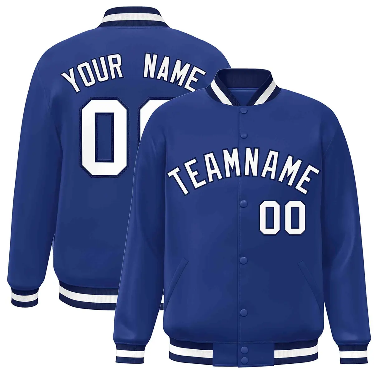 Royal White-Navy Classic Varsity Full-Snap Letterman Jacket