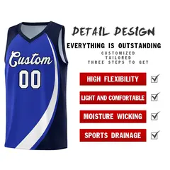 Royal White-Navy Color Block Basketball Jersey 4