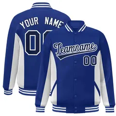 Royal White-Navy Color Block Varsity Letterman Baseball Jacket