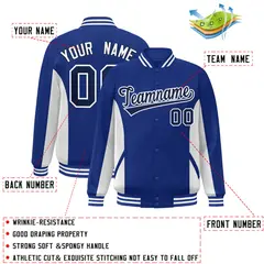 Royal White-Navy Color Block Varsity Letterman Baseball Jacket 2