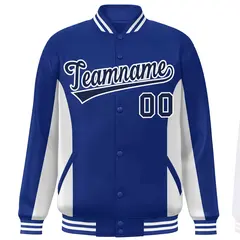 Royal White-Navy Color Block Varsity Letterman Baseball Jacket 3