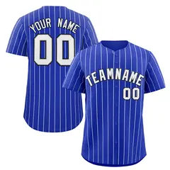 Royal White-Navy Stripe Authentic Fashion Baseball Jersey