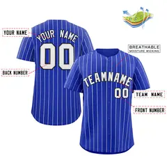 Royal White-Navy Stripe Authentic Fashion Baseball Jersey 2