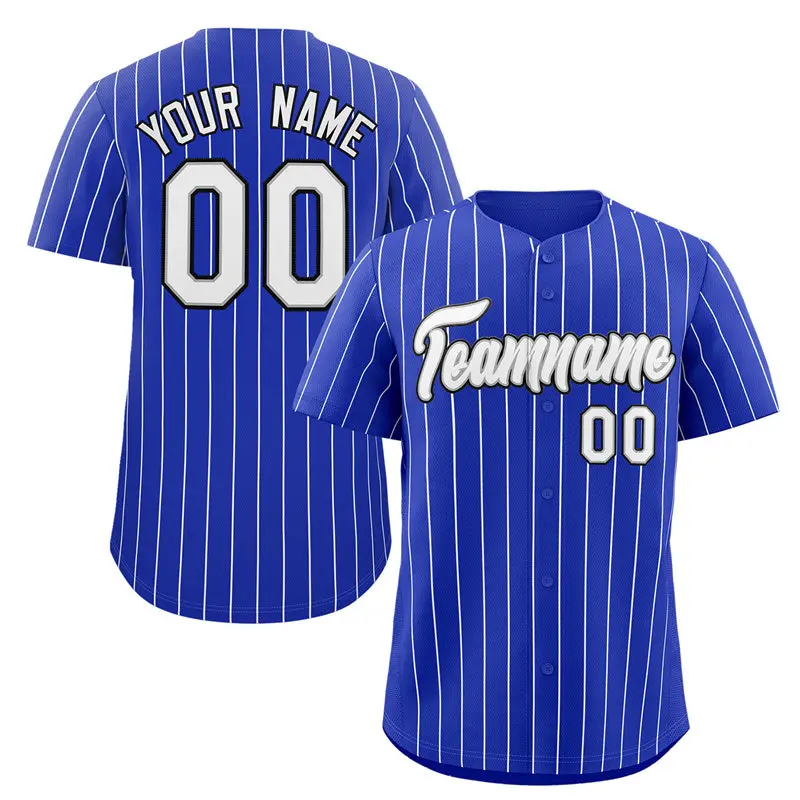 Royal White-Navy Stripe Authentic Fashion Baseball Jersey