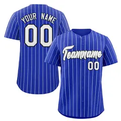 Royal White-Navy Stripe Authentic Fashion Baseball Jersey