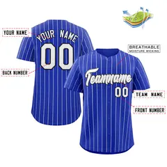 Royal White-Navy Stripe Authentic Fashion Baseball Jersey 2