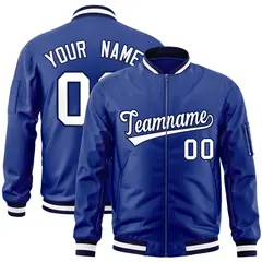 Royal White-Navy Varsity Full-Zip Letterman Bomber Jacket