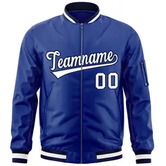 Royal White-Navy Varsity Full-Zip Letterman Bomber Jacket 3