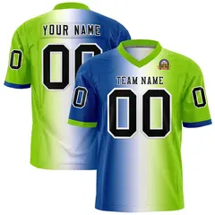 Royal White-Neon Green Gradient Football Jersey