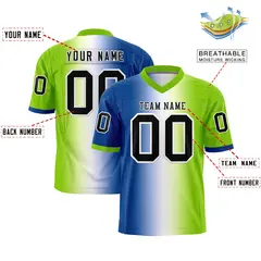 Royal White-Neon Green Gradient Football Jersey 2