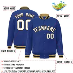 Royal White-Old Gold Varsity Full-Snap Letterman Jacket 2