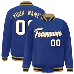 Royal White-Old Gold Varsity Full-Snap Letterman Jacket