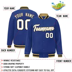 Royal White-Old Gold Varsity Full-Snap Letterman Jacket 2