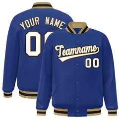 Royal White-Old Gold Varsity Full-Snap Letterman Jacket 1