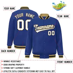 Royal White-Old Gold Varsity Full-Snap Letterman Jacket 2